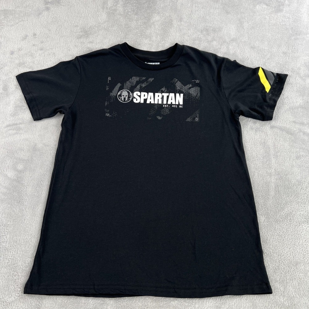 Spartan Race T-Shirt L Black Mens Trifecta Qualifier Obstacle Course Running Tee